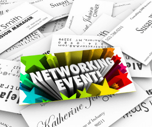 networking event image with business cards